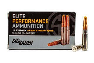 SIG Ammo 300 Blackout Subsonic ammunition features a 205 grain polymer tipped hunting bullet